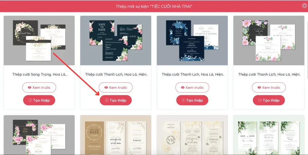 c&ocirc;ng cụ tạo thiệp cưới online