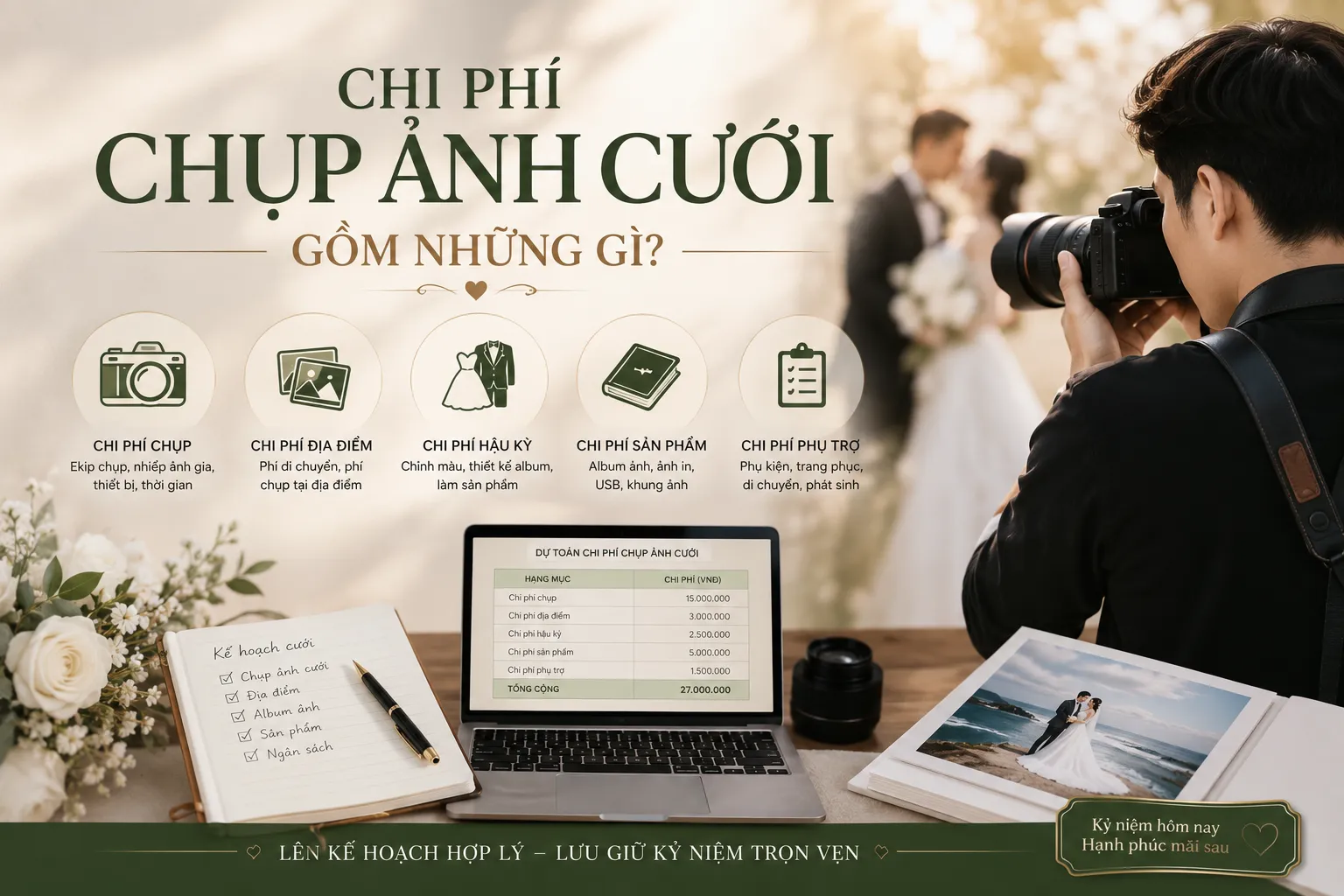 chi phí chụp ảnh cưới