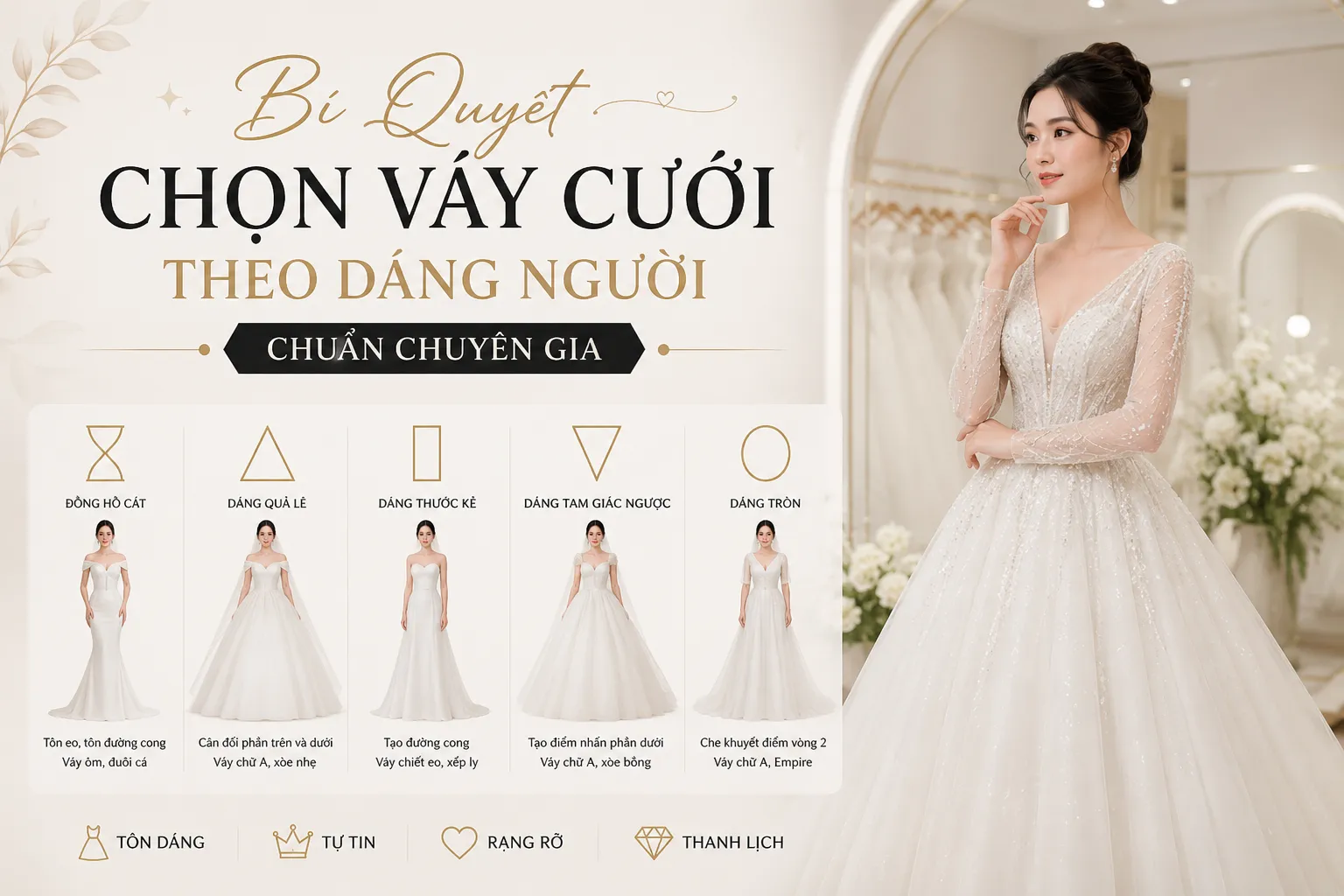 chọn váy cưới theo dáng người